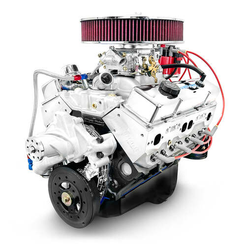 BluePrint Engines Crate Engine, Drop In Dressed, Long Block, SB Chev 383 Stroker, 436 HP, 443 TQ, New Block, Aluminum Heads, 750 cfm Carburetor