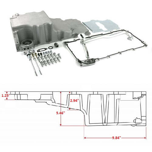 BluePrint Engines Oil Pan Kit, Low Profile, Rear Sump, For GM LS Swap, Natural, Kit