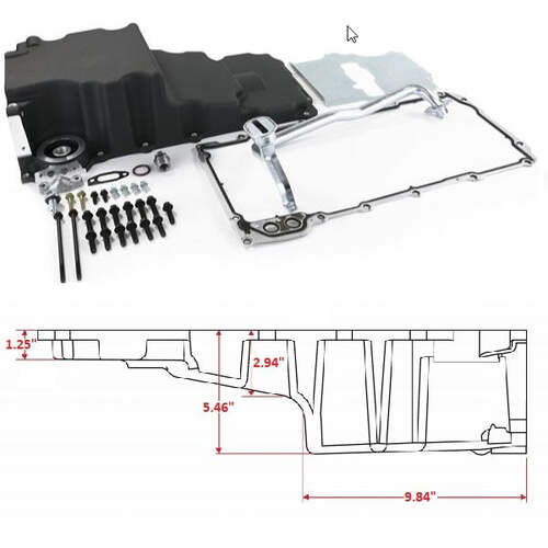 BluePrint Engines Oil Pan Kit, Low Profile, Rear Sump, For GM LS Swap, Black, Kit