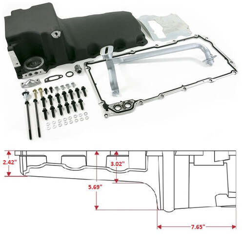 BluePrint Engines Oil Pan Kit, Rear Sump, For GM LS Swap, Black, Kit