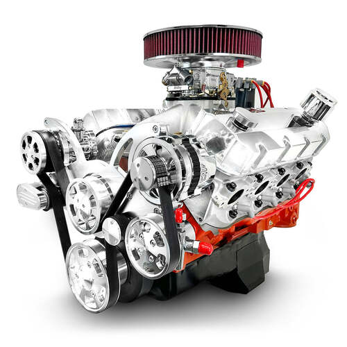 BluePrint Engines Crate Engine, For GM Chevrolet Big-Block, 502ci, ProSeries, 621 HP, Deluxe Dressed with Polished Pulley Kit, Carbureted, Each