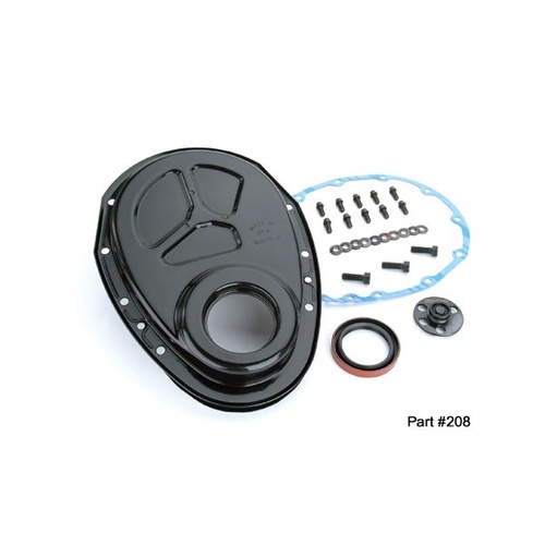 COMP Cams Timing Cover, 1-Piece, Steel, Black, For Chevrolet, Small Block, Kit
