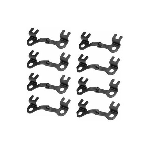 COMP Cams Guideplate, Black Oxide, Steel, Raised, 2 Piece, Adjustable, BBC, 3/8 in. Pushrod 7/16 in. Stud, Set of 8