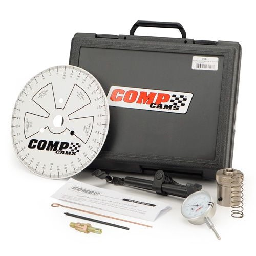 COMP Cams Camshaft Degree Kit, 9.00 in. Degree Wheel, Steel, White, Cam Checking Fixture, For Ford, 5.0L 4-valve Coyote, Kit