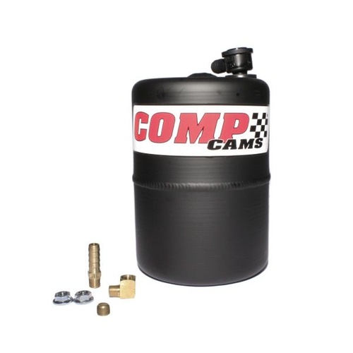 COMP Cams Vacuum Reservoir Tank, Aluminum Black Powder-Coated Aluminum Vacuum Canister, With Check Valve & Fittings