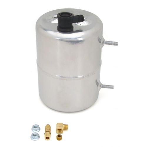COMP Cams Vacuum Reservoir Tank, Aluminum, Zinc Plated Finish, with Check Valve & Fittings, Each