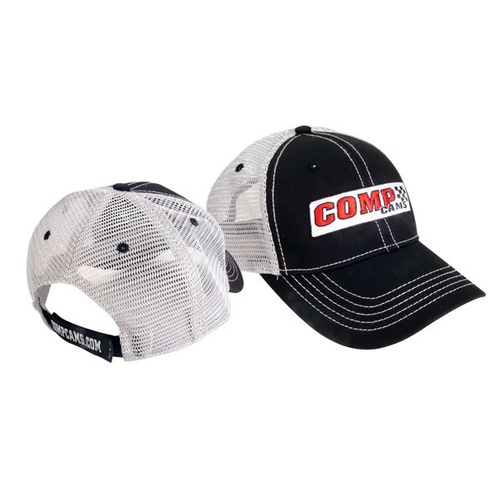 COMP Cams Ball Cap, Cotton, Comp Cams Logo, Black/Gray, Adjustable Backstrap, Each