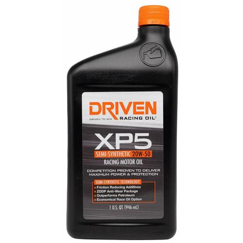 Driven Racing Oil Engine Oil, Engine Oil, Racing XP5, Semi Synthetic, 20W50, 1 qt., Each