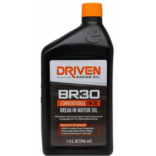 Driven Racing Oil Engine Engine Oil, Racing Break-In, BR30, Mineral, 5W30, ZDDP Enhanced, 1 qt., Each