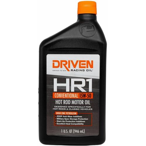 Driven Racing Oil Engine Engine Oil, HR-1 Conventional Racing High Performance, Mineral, 15W50, 1 qt., Each