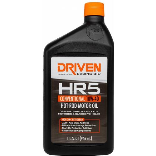 Driven Racing Oil Engine Engine Oil, HR-5 Conventional, Driven Hot Rod, Mineral, 10W40, 1 qt., Each