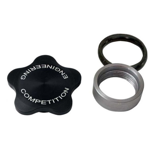 Competition Engineering Filler Cap, Rear-End, 1 3/8-12 UNF Thread Size, Billet Aluminium, Black Anodized, 2.60in. Dia., Kit