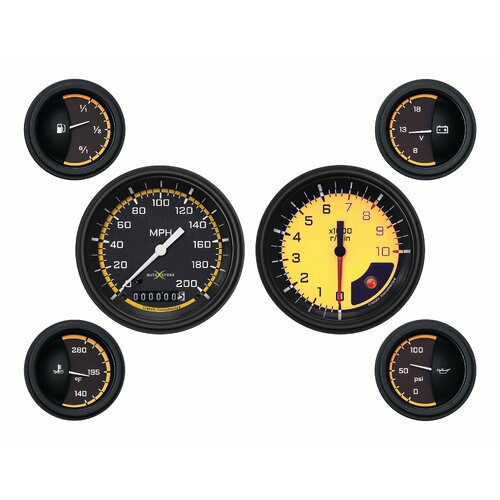 Classic Instruments Gauge Set, Auto Cross Yellow, Universal, GM, Set of 6