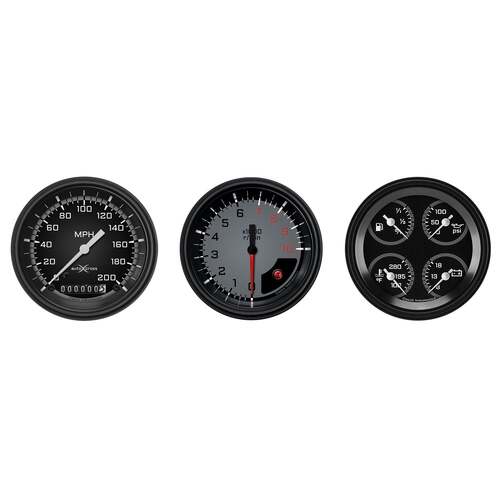 Classic Instruments Gauge Set, Auto Cross Gray, Universal, GM, Set of 3