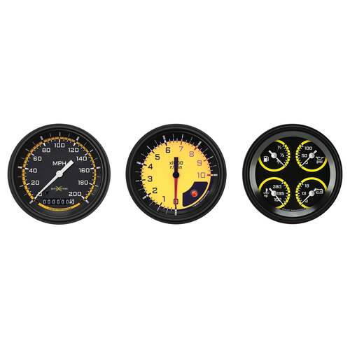 Classic Instruments Gauge Set, Auto Cross Yellow, Universal, GM, Set of 3