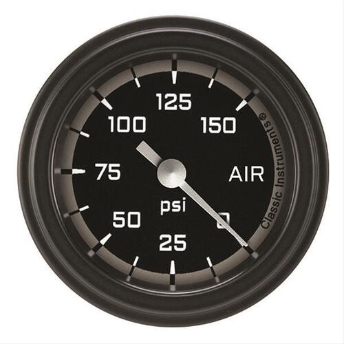 Classic Instruments Gauge, Air Pressure, Full Sweep 2 1/8" Diameter, Grey, Matte-Black