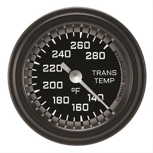 Classic Instruments Gauge, Transmission Temperature, Full Sweep 2 1/8" Diameter, Grey, Matte-Black