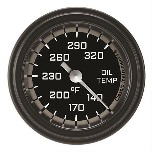 Classic Instruments Gauge, Oil Temperature, Full Sweep 2 1/8" Diameter, Grey, Matte-Black