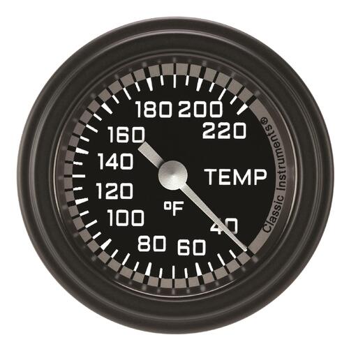 Classic Instruments Gauge, Stock Eliminator Temperature, Full Sweep 2 1/8" Diameter, Grey, Matte-Black