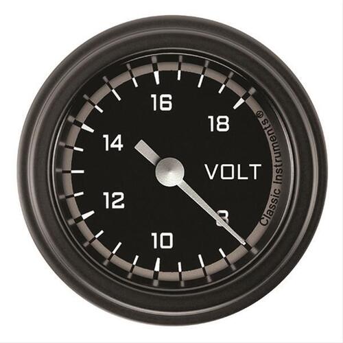 Classic Instruments Gauge, Volt, Full Sweep 2 1/8" Diameter, Grey, Matte-Black
