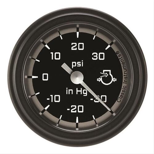 Classic Instruments Gauge, Boost/Vacuum, Full Sweep 2 1/8" Diameter, Grey, Matte-Black