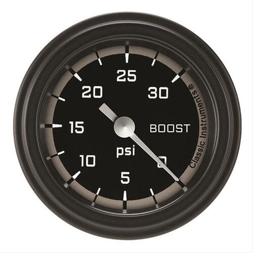 Classic Instruments Gauge, Boost, Full Sweep 2 1/8" Diameter, Grey, Matte-Black