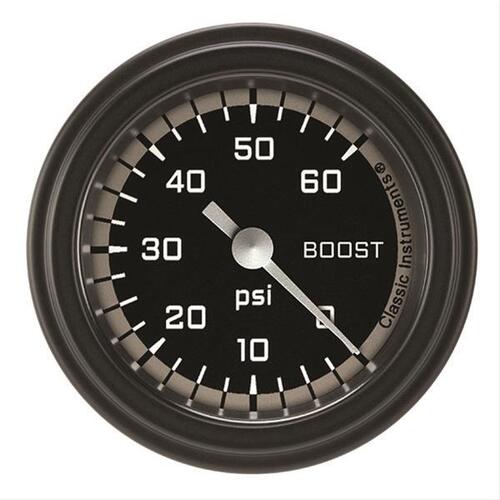 Classic Instruments Gauge, Boost, Full Sweep 2 1/8" Diameter, Grey, Matte-Black