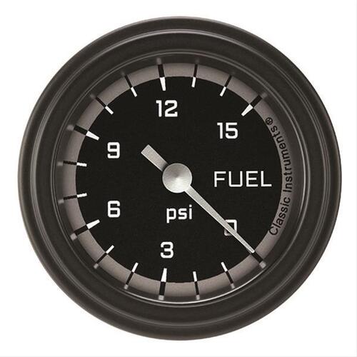 Classic Instruments Gauge, Fuel Pressure, Full Sweep 2 1/8" Diameter, Grey, Matte-Black