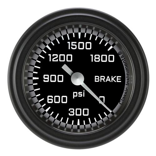 Classic Instruments Gauge, Brake Pressure, Full Sweep 2 1/8" Diameter, Grey, Matte-Black