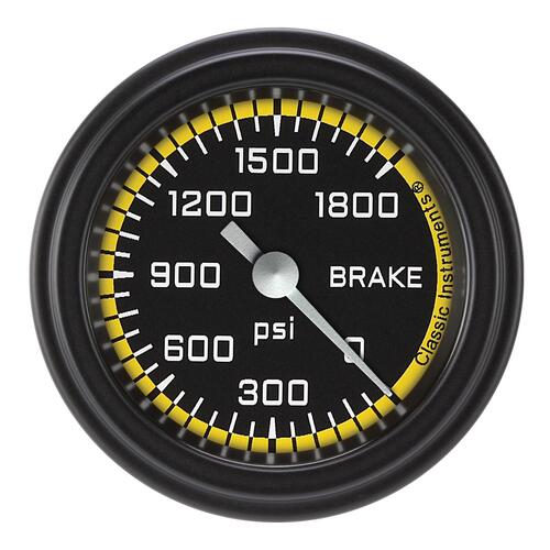 Classic Instruments Gauge, Fuel Pressure, Full Sweep 2 1/8" Diameter, Yellow, Matte-Black