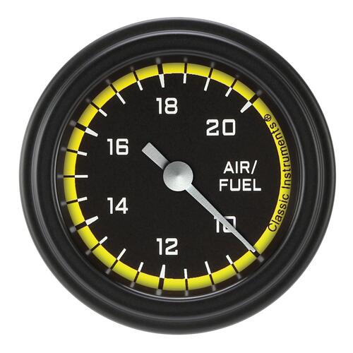 Classic Instruments Gauge, Fuel Pressure, Full Sweep 2 1/8" Diameter, Yellow, Matte-Black