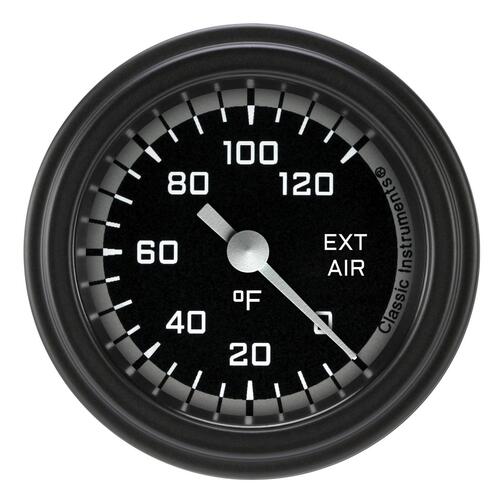 Classic Instruments Gauge, External Air Temperature, Full Sweep 2 1/8" Diameter, Grey, Matte-Black