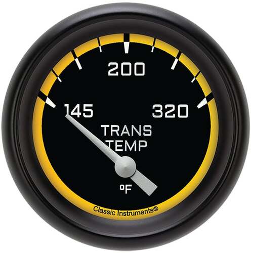 Classic Instruments Gauge, Transmission Temperature, Short Sweep 2 5/8" Diameter, Yellow