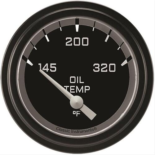 Classic Instruments Gauge, Oil Temperature, Short Sweep 2 5/8" Diameter, Grey, Matte-Black