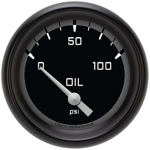Classic Instruments Gauge, Oil Pressure, Short Sweep 2 5/8" Diameter, Grey