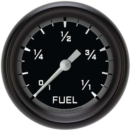 Classic Instruments Gauge, Fuel, Full Sweep 2 5/8" Diameter, Grey, Matte-Black