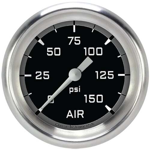 Classic Instruments Gauge, Air Pressure, Full Sweep 2 5/8" Diameter, Grey, Aluminium