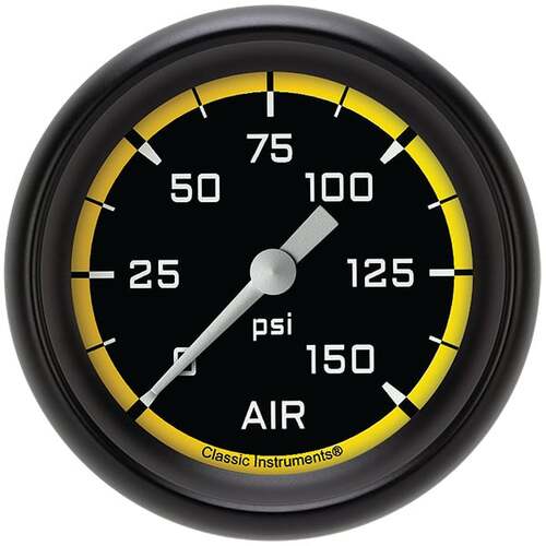 Classic Instruments Gauge, Air Pressure, Full Sweep 2 5/8" Diameter, Yellow