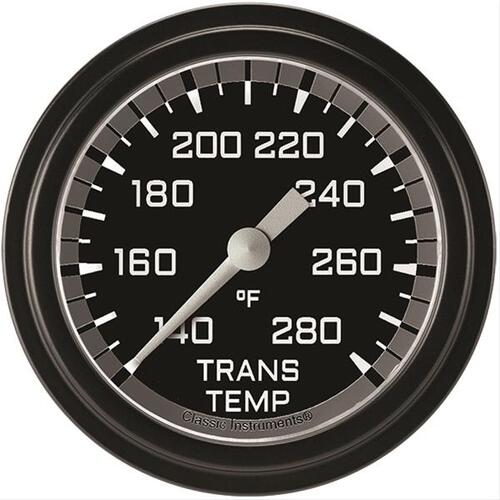 Classic Instruments Gauge, Transmission Temperature, Full Sweep 2 5/8" Diameter, Grey, Matte-Black