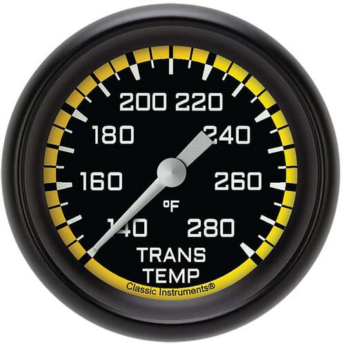 Classic Instruments Gauge, Transmission Temperature, Full Sweep 2 5/8" Diameter, Yellow