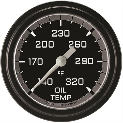 Classic Instruments Gauge, Oil Temperature, Full Sweep 2 5/8" Diameter, Grey, Matte-Black