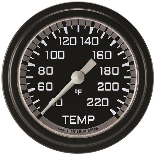 Classic Instruments Gauge, Stock Eliminator Temperature, Full Sweep 2 5/8" Diameter, Grey, Matte-Black