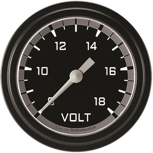 Classic Instruments Gauge, Volt, Short Sweep 2 5/8" Diameter, Grey, Matte-Black