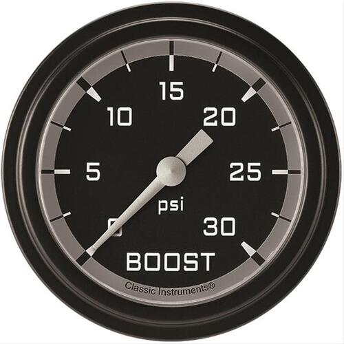 Classic Instruments Gauge, Boost, Full Sweep 2 5/8" Diameter, Grey, Matte-Black