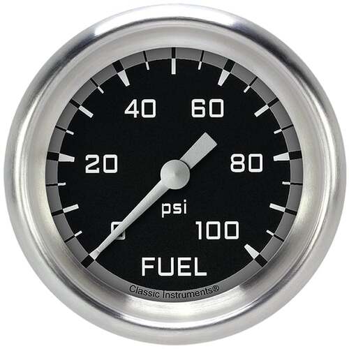 Classic Instruments Gauge, Fuel Pressure, Full Sweep 2 5/8" Diameter, Grey, Aluminium