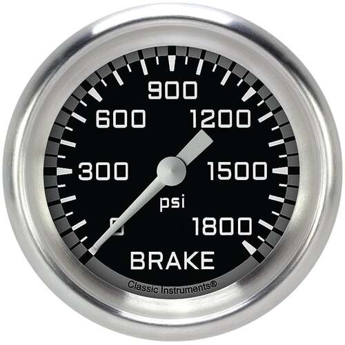 Classic Instruments Gauge, Brake Pressure, Full Sweep 2 5/8" Diameter, Grey, Aluminium