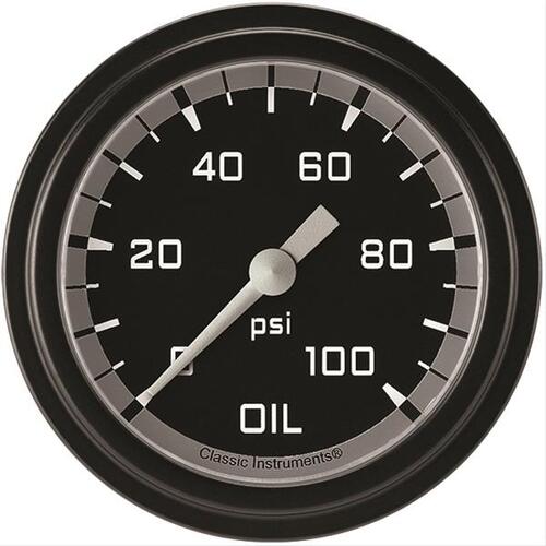 Classic Instruments Gauge, Oil Pressure, Full Sweep 2 5/8" Diameter, Grey, Matte-Black
