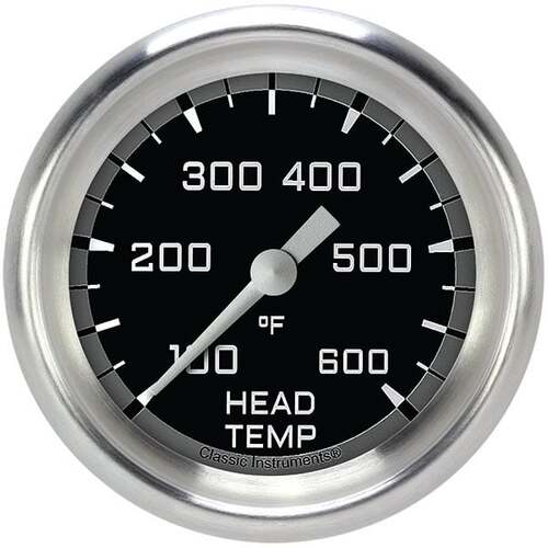 Classic Instruments Gauge, Cylinder Head Temperature, Full Sweep 2 5/8" Diameter, Grey, Aluminium