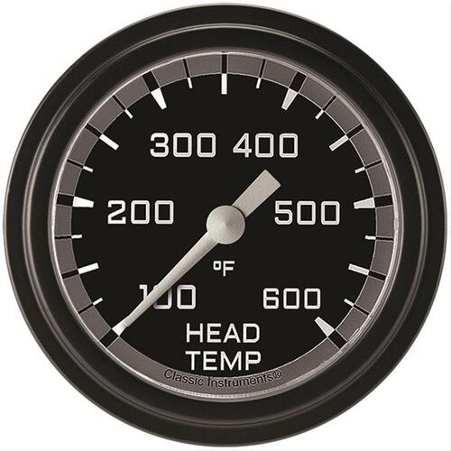 Classic Instruments Gauge, Cylinder Head Temperature, Full Sweep 2 5/8" Diameter, Grey, Matte-Black