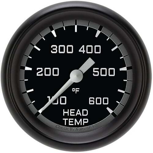 Classic Instruments Gauge, Cylinder Head Temperature, Full Sweep 2 5/8" Diameter, Grey